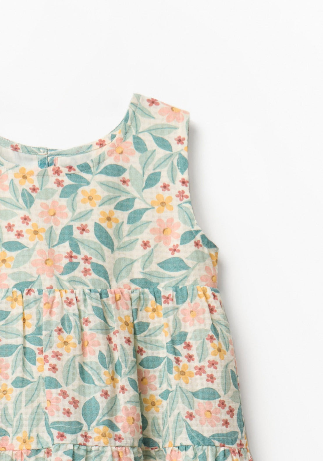Floral Print Dobby Dress - Cream