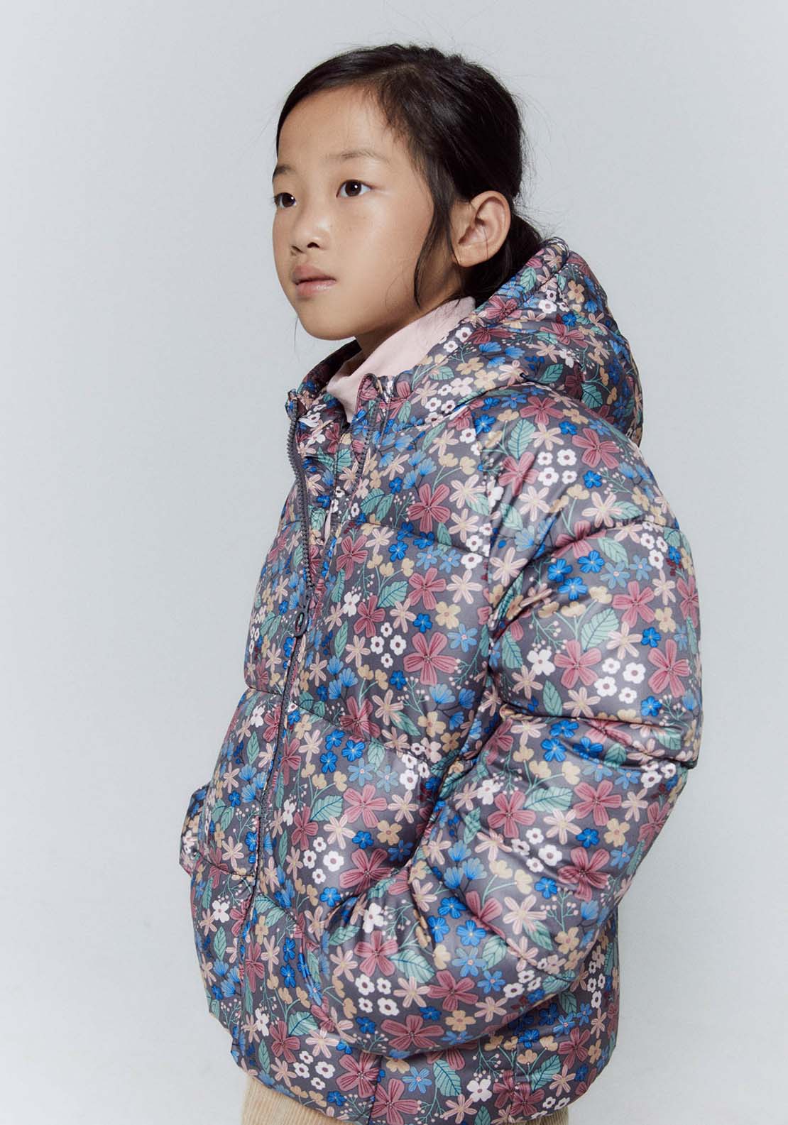 Floral Puffer Jacket Grey Shaws Department Stores