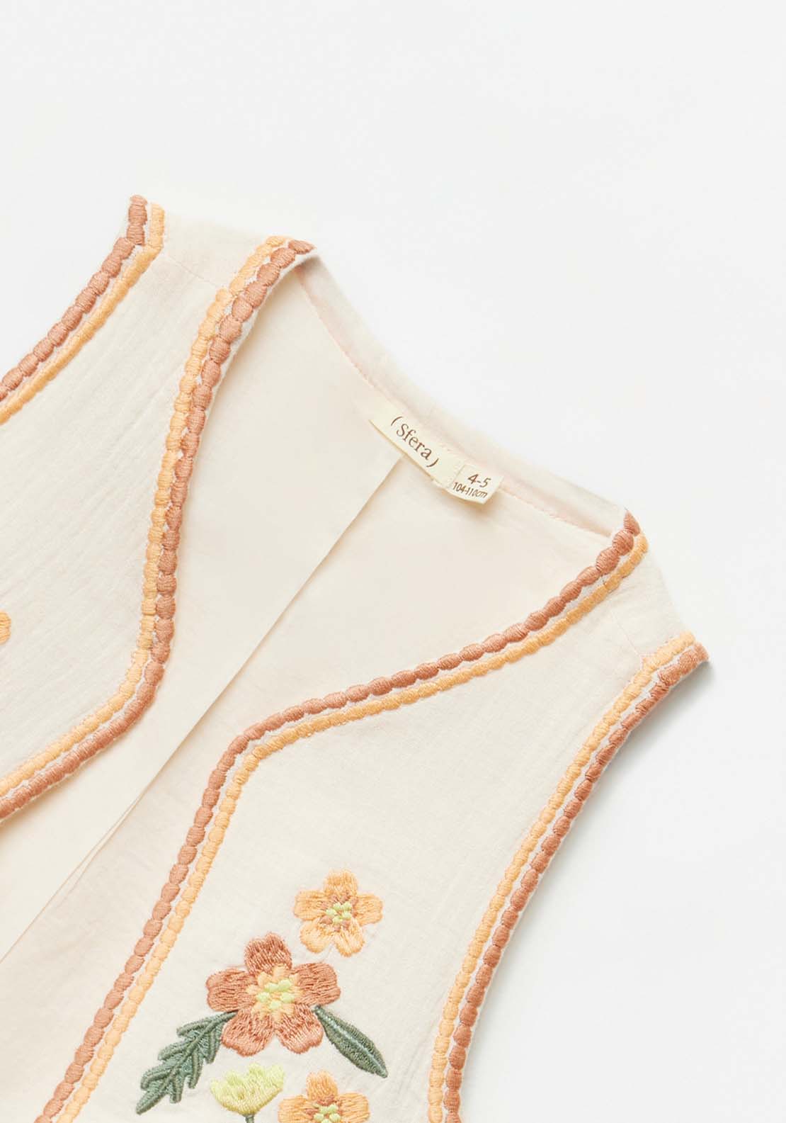 Sfera Embroidered bambula waistcoat - Ivory 7 Shaws Department Stores