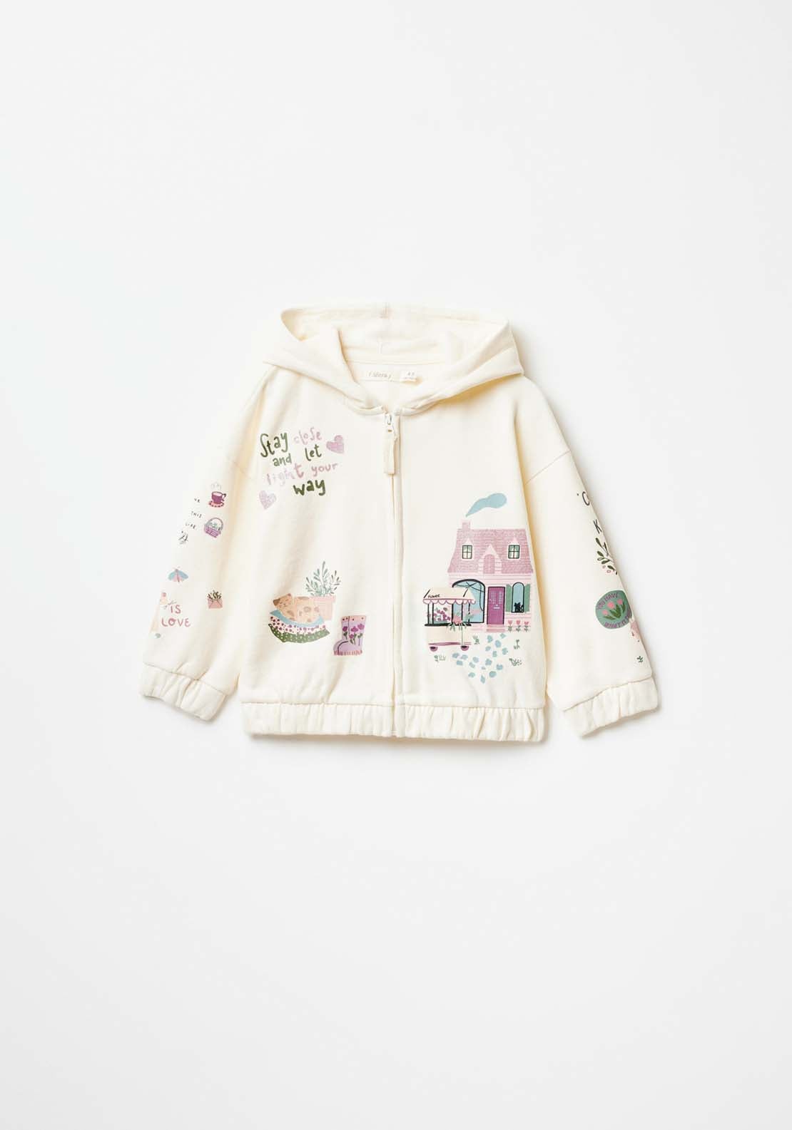 Sfera Long Sleeve House Sweatshirt With Zip - White 1 Shaws Department Stores