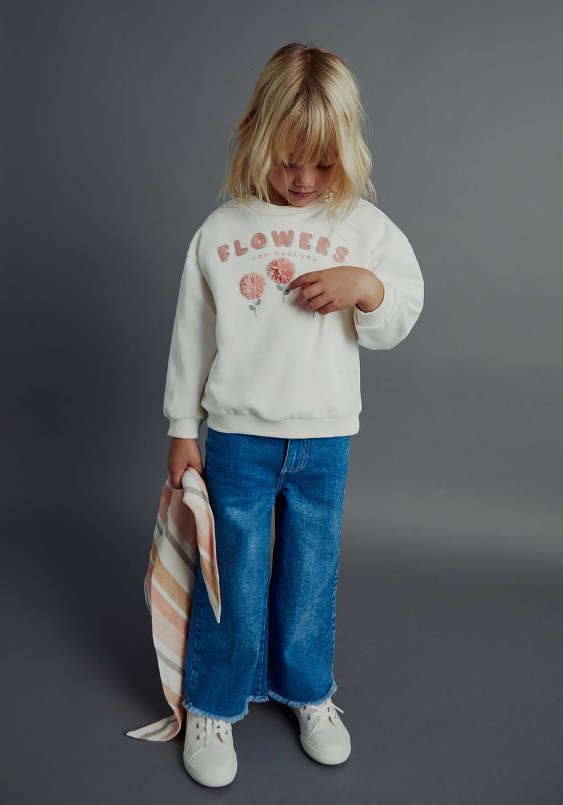 Sfera Flowers and pompoms sweatshirt - Cream 1 Shaws Department Stores