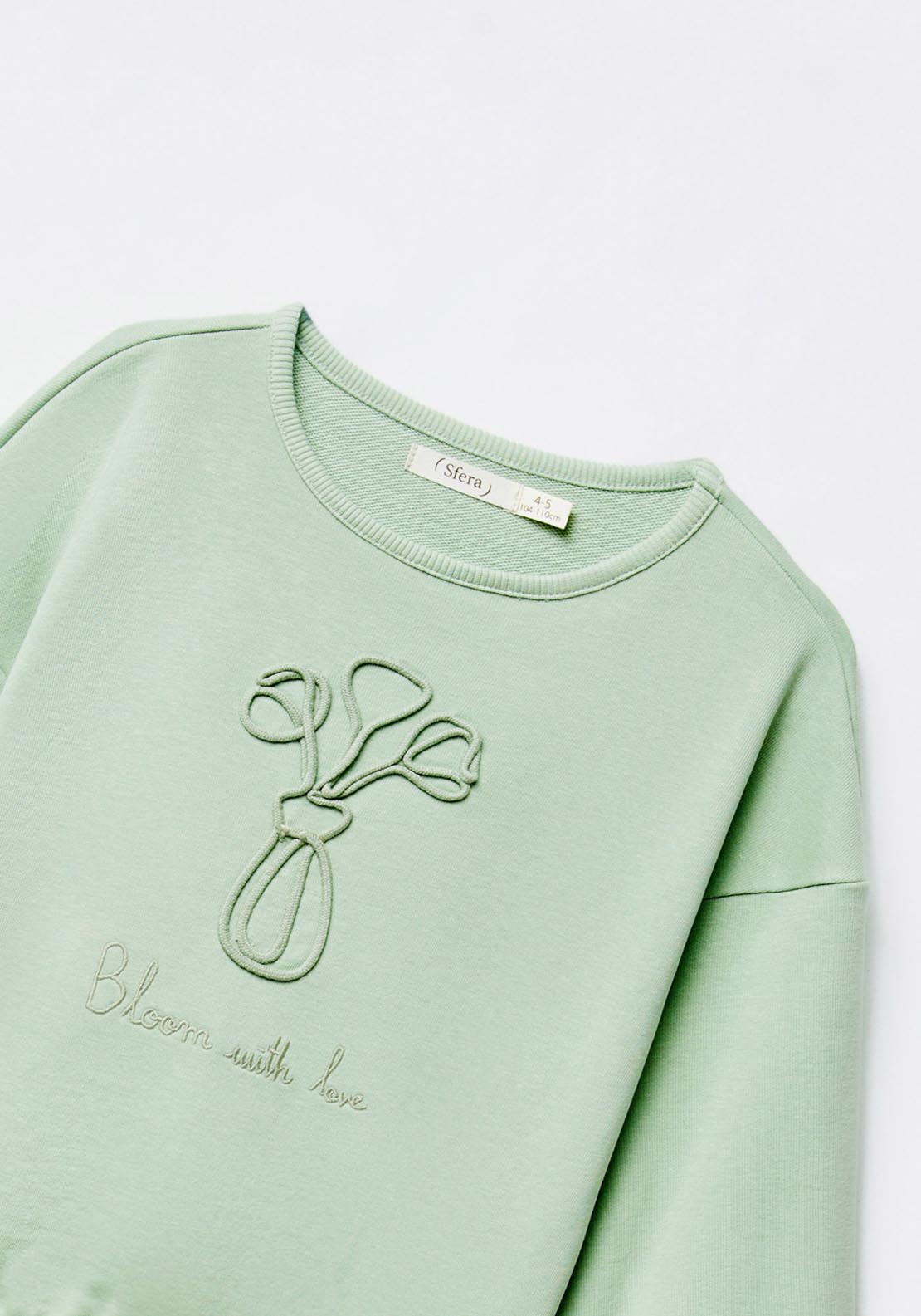 Sfera Cord Embroidered Vase Sweatshirt - Green 2 Shaws Department Stores