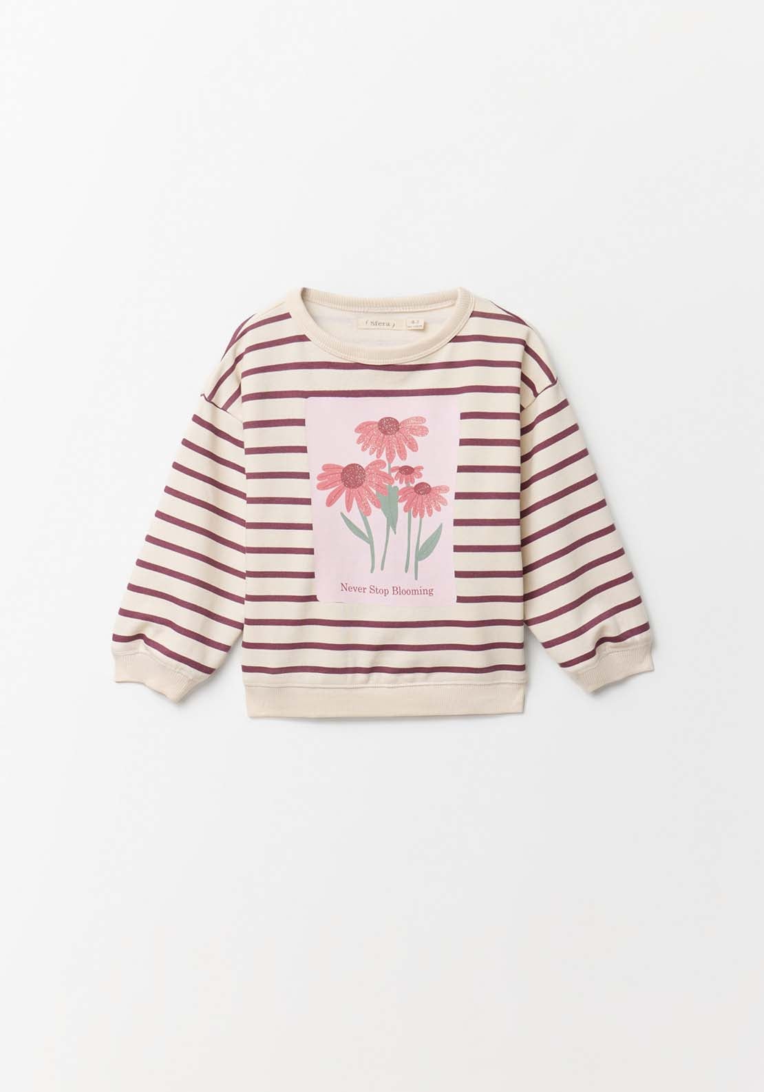 Stripes & Flowers Sweatshirt - Cream