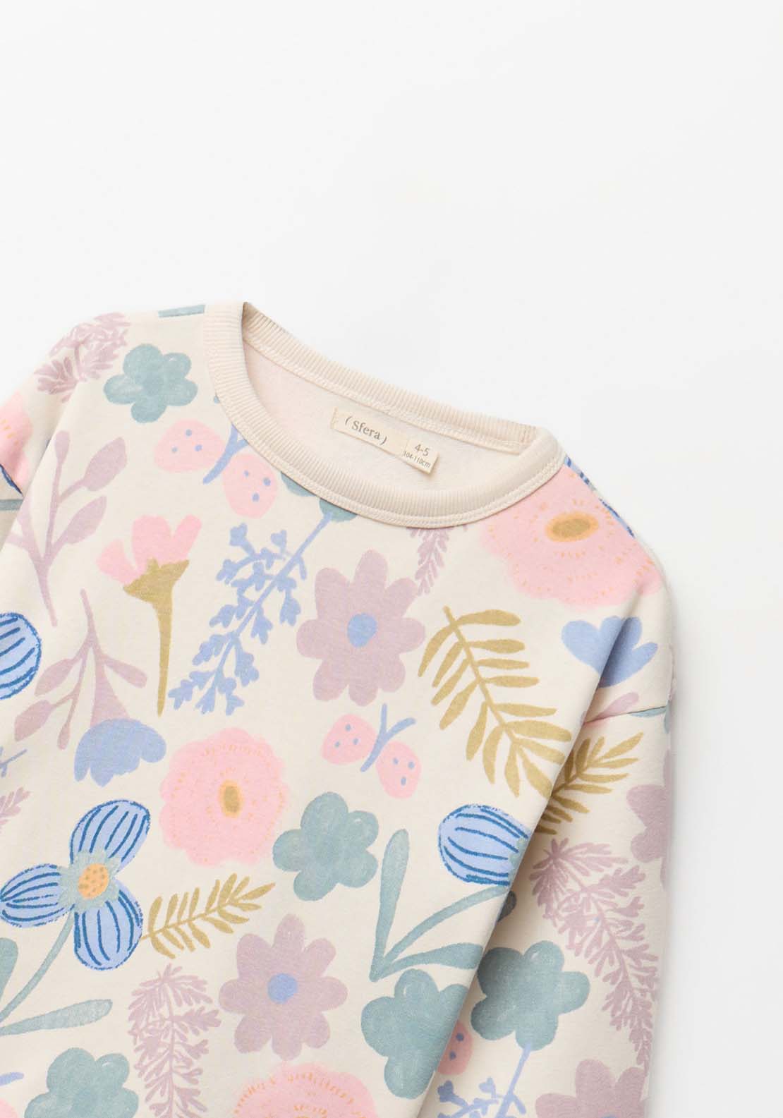Flowers Printed Sweatshirt - Cream