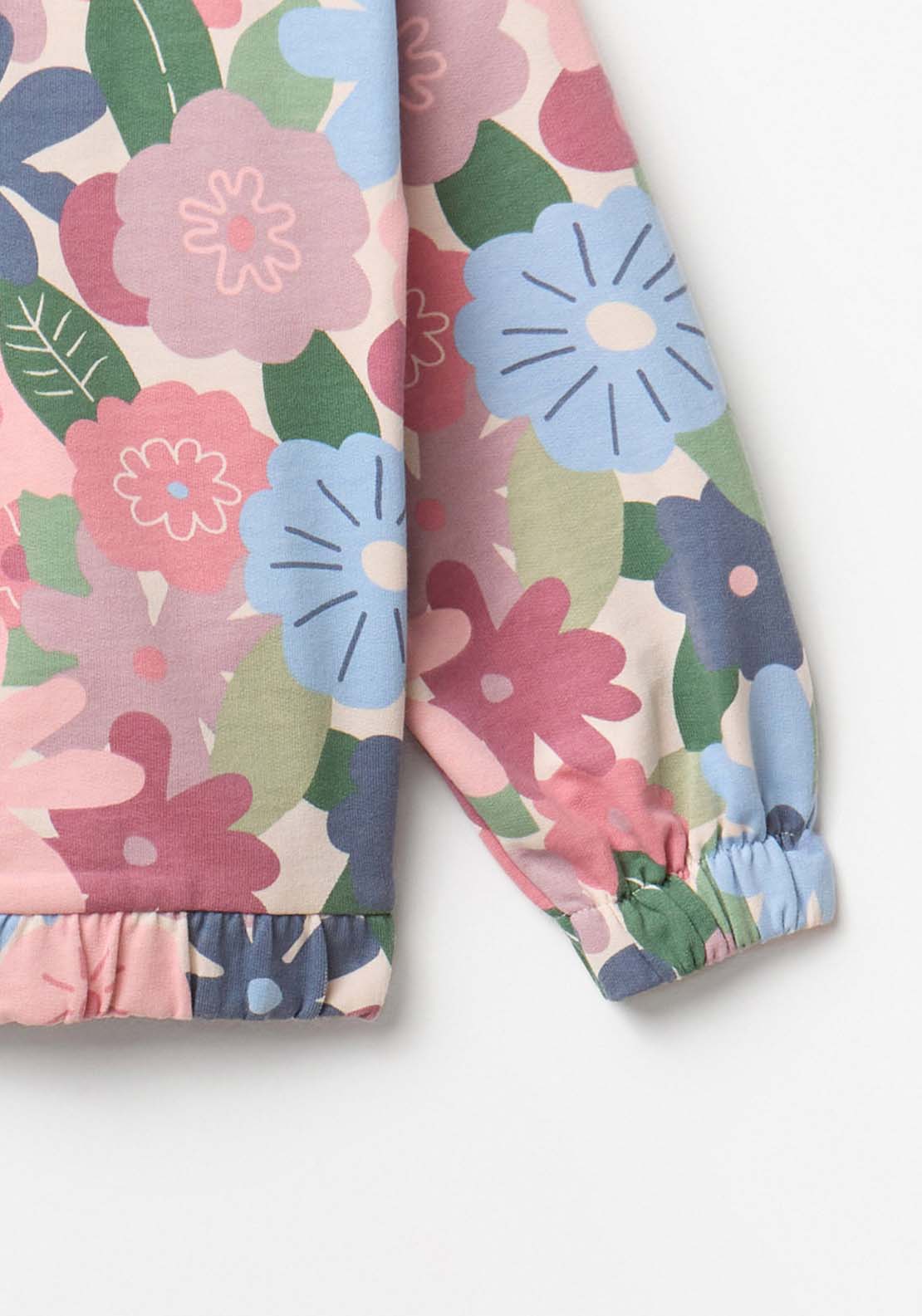 Flower Hoodie With Zip - Pink