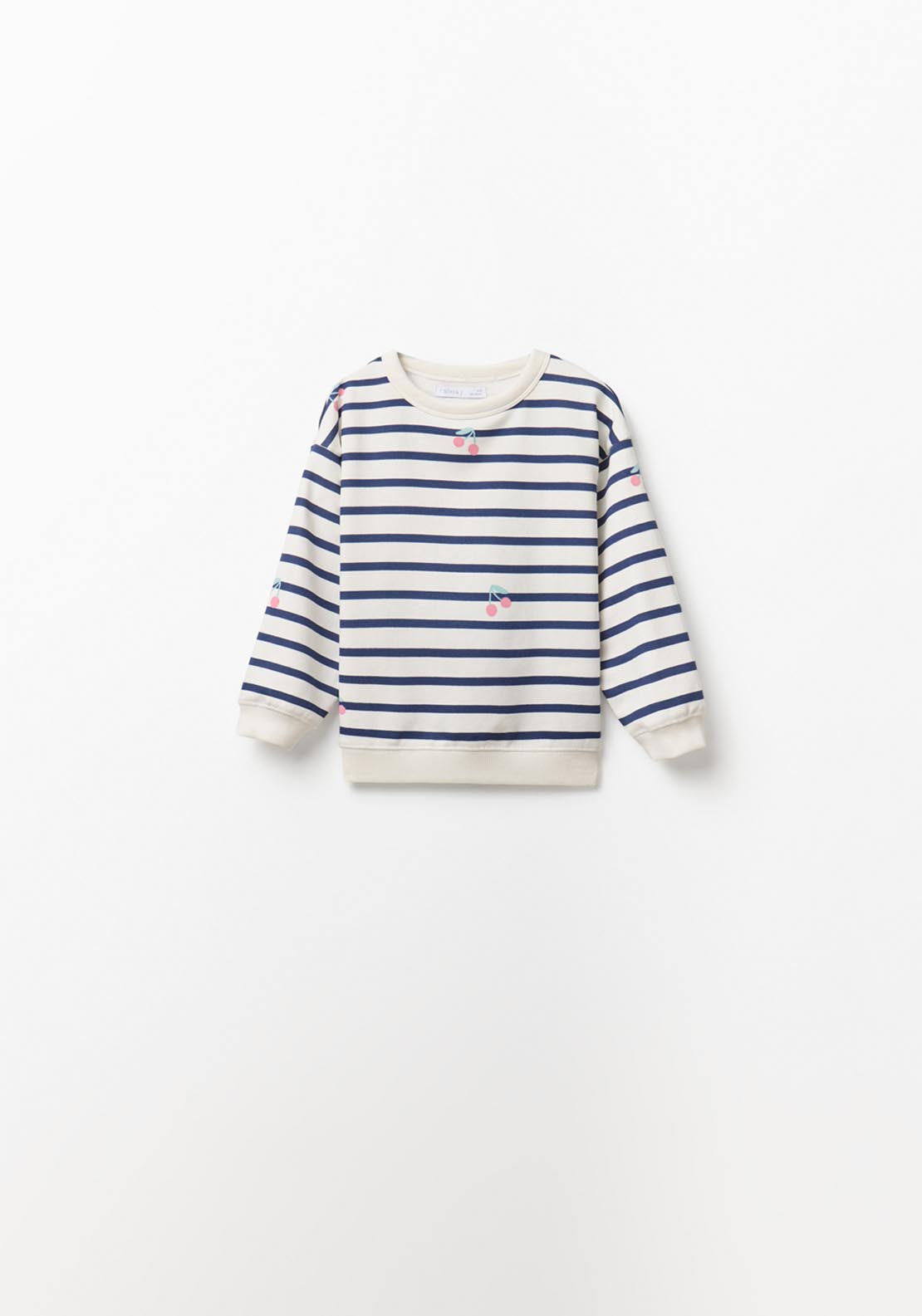 Striped Cherry Sweatshirt - Cream