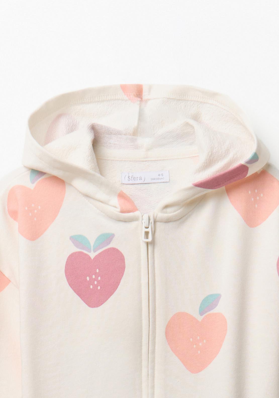 Heart Zip-up Sweatshirt - Cream