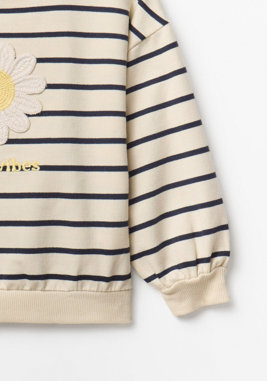 Floral Striped Sweatshirt - Cream