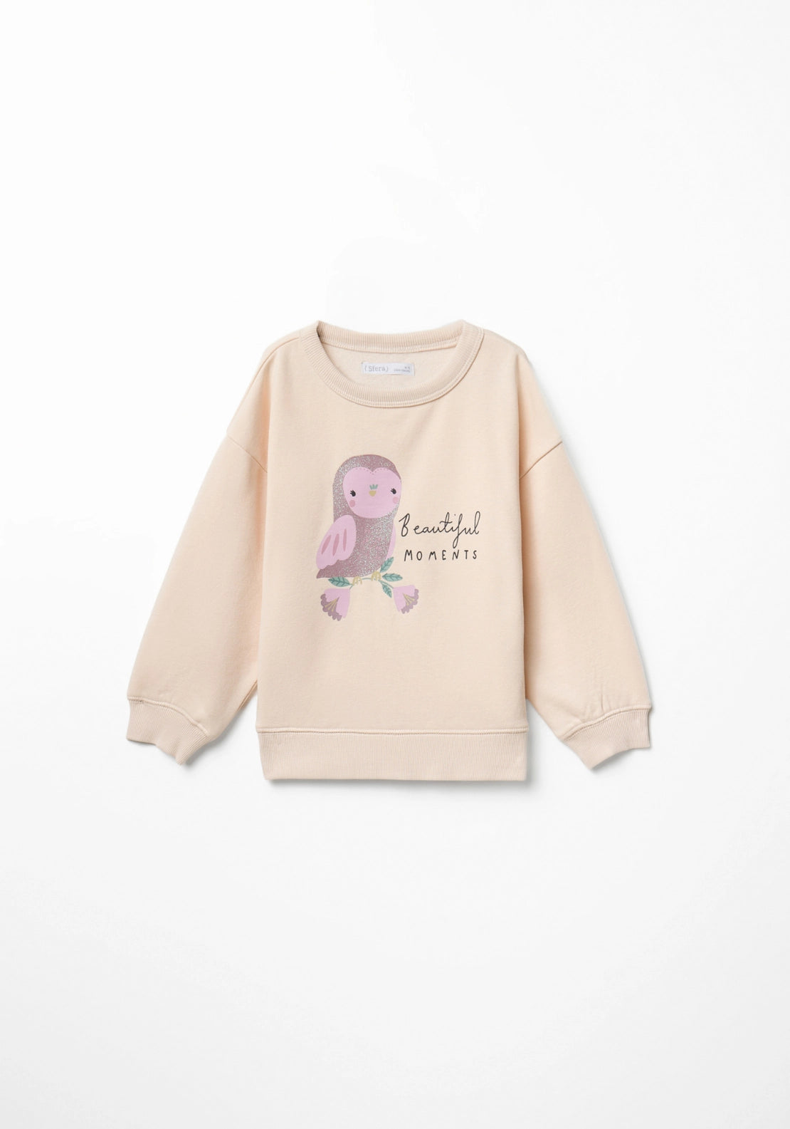 Owl Motif Sweatshirt - Cream
