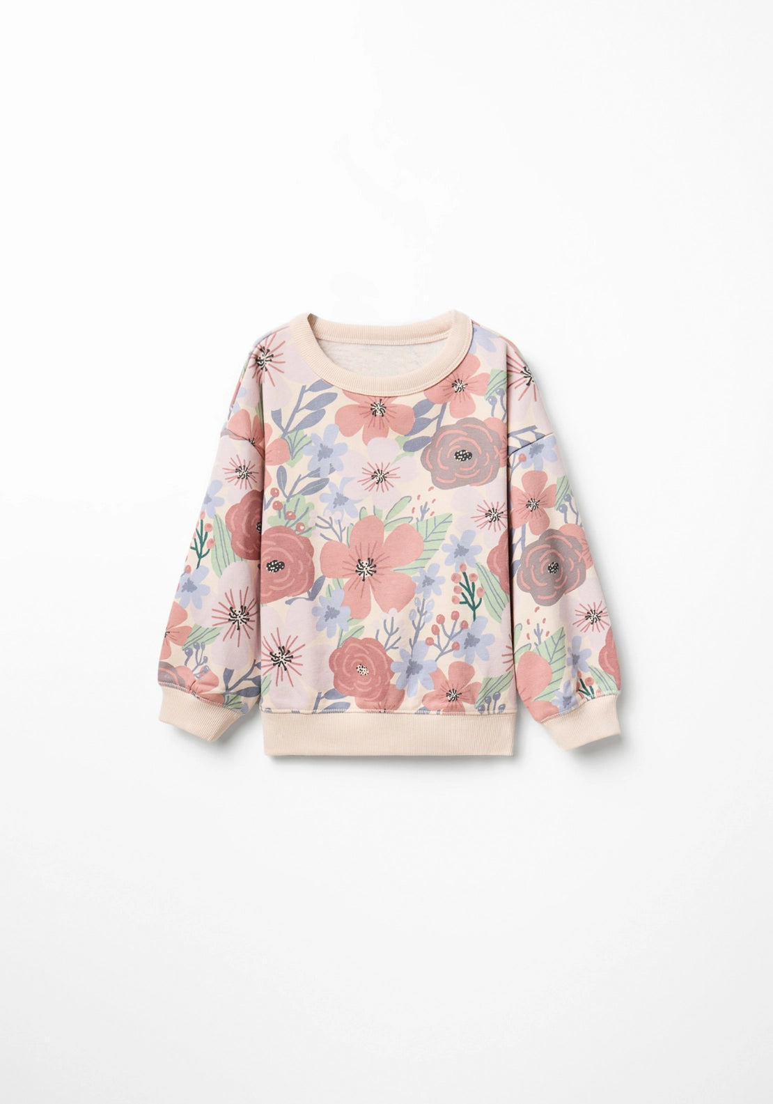 Floral Print Sweatshirt - Cream