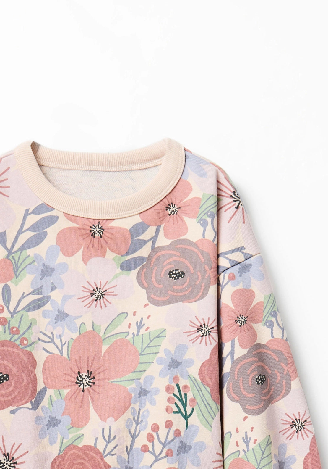 Floral Print Sweatshirt - Cream