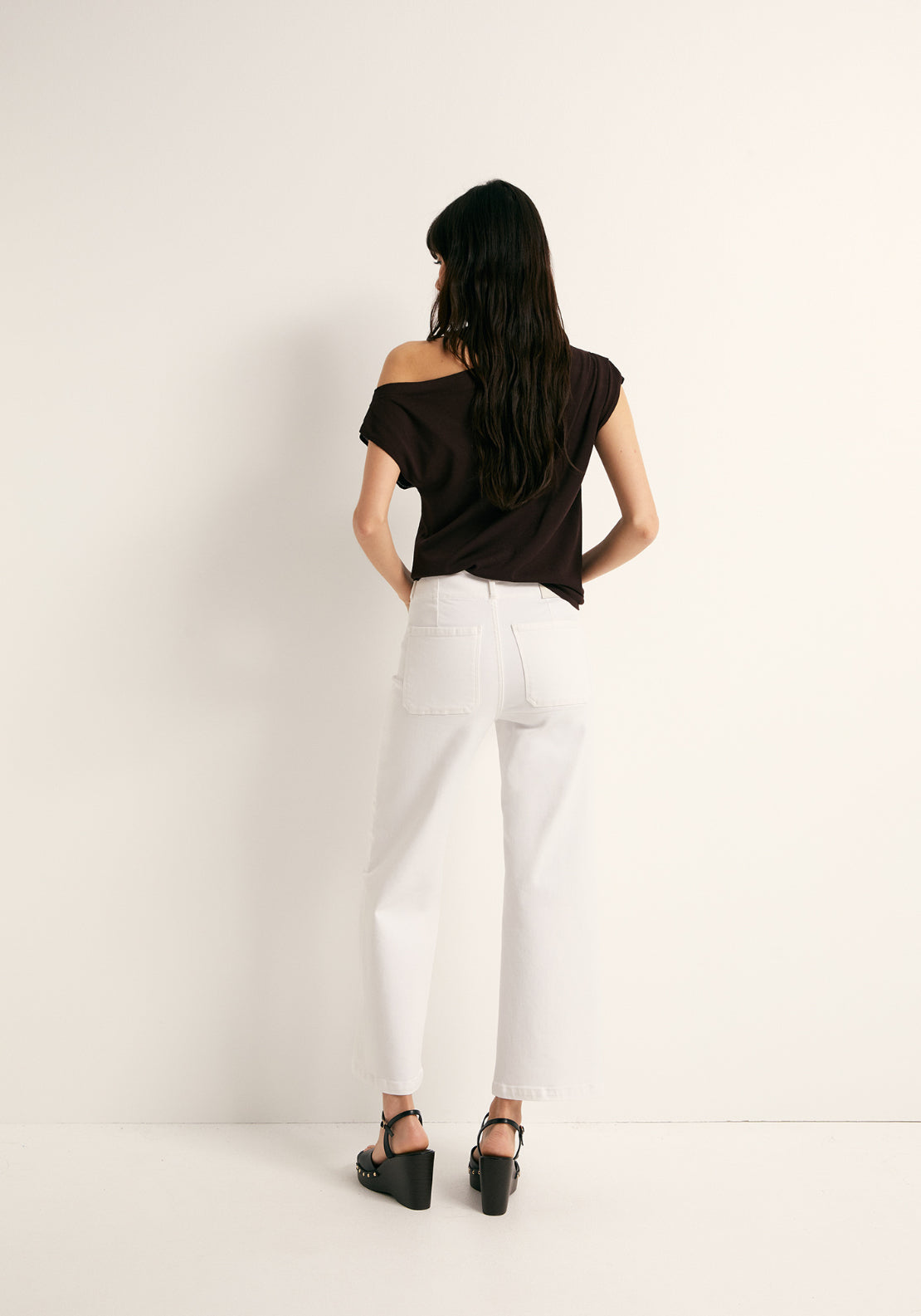 Culotte Style Ankle Jeans - White
