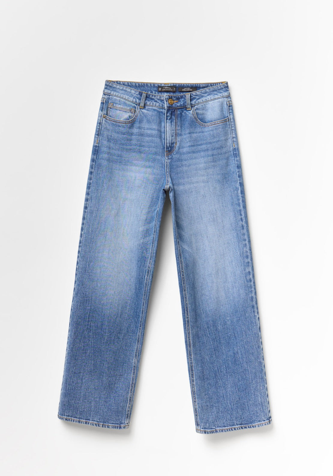 Straight Wide Ankle Jeans - Denim