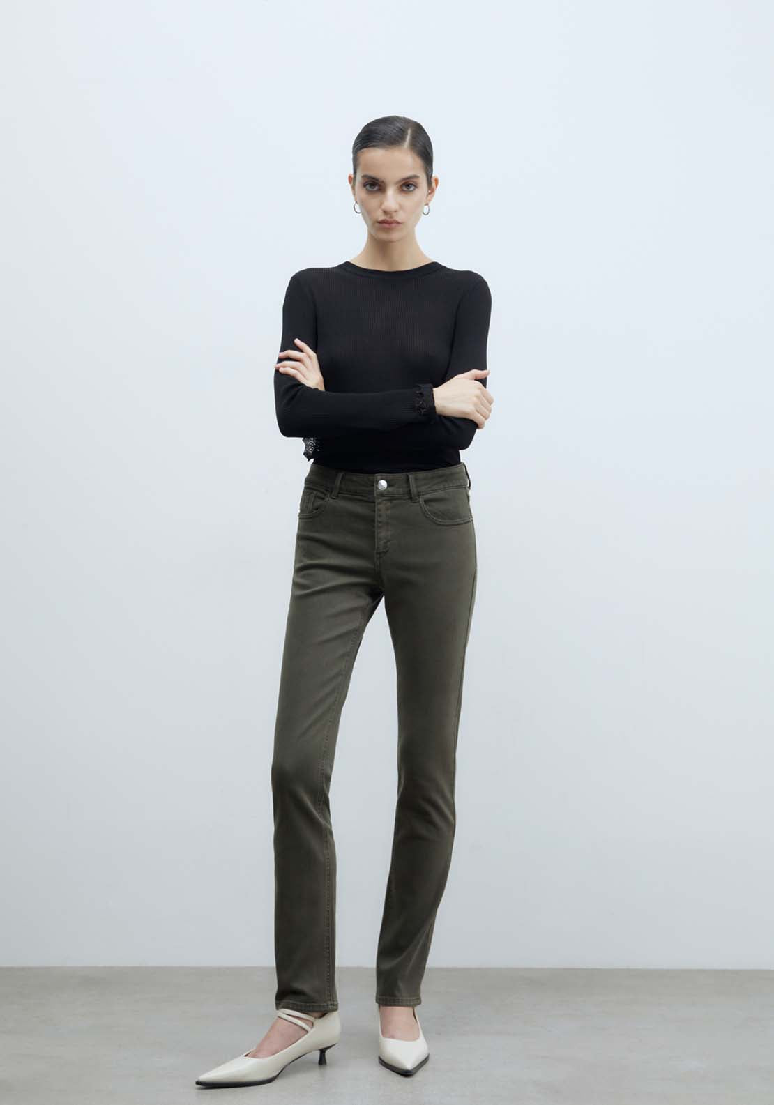 Sfera Basic Straight-Leg Jeans - Khaki Green 5 Shaws Department Stores