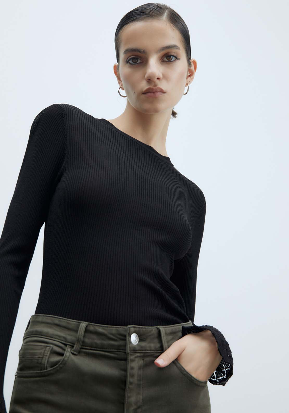 Sfera Basic Straight-Leg Jeans - Khaki Green 3 Shaws Department Stores