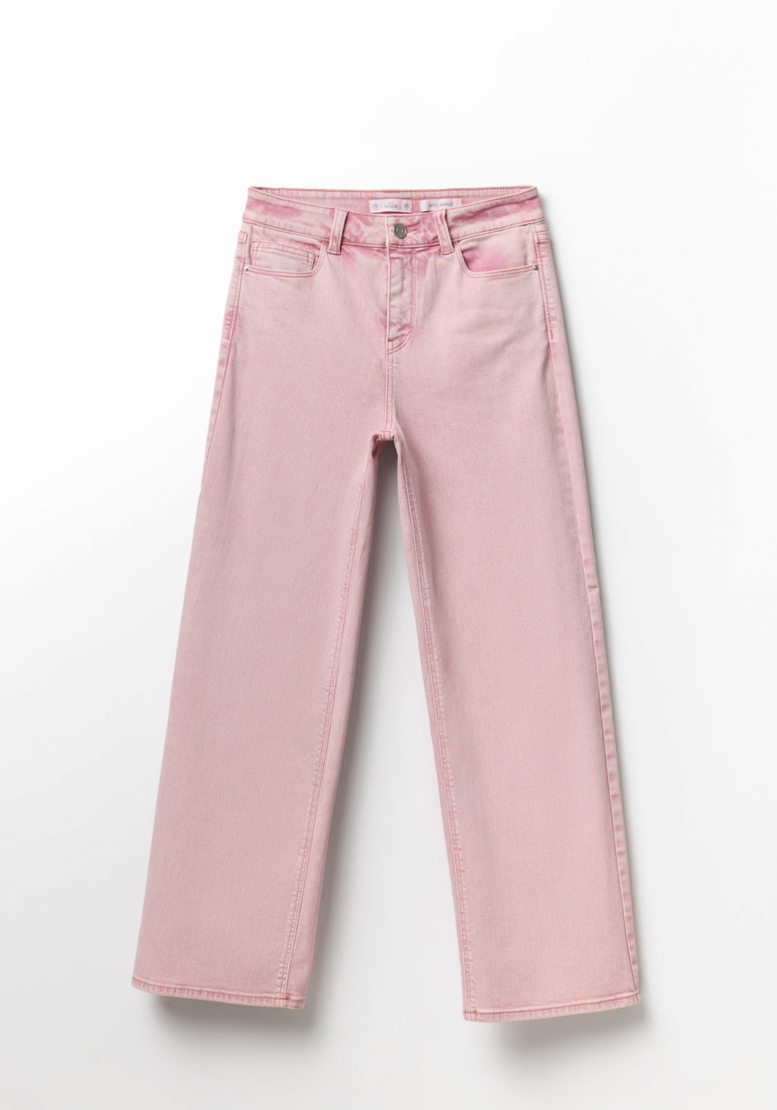 Wide Leg Ankle Jeans - Pink