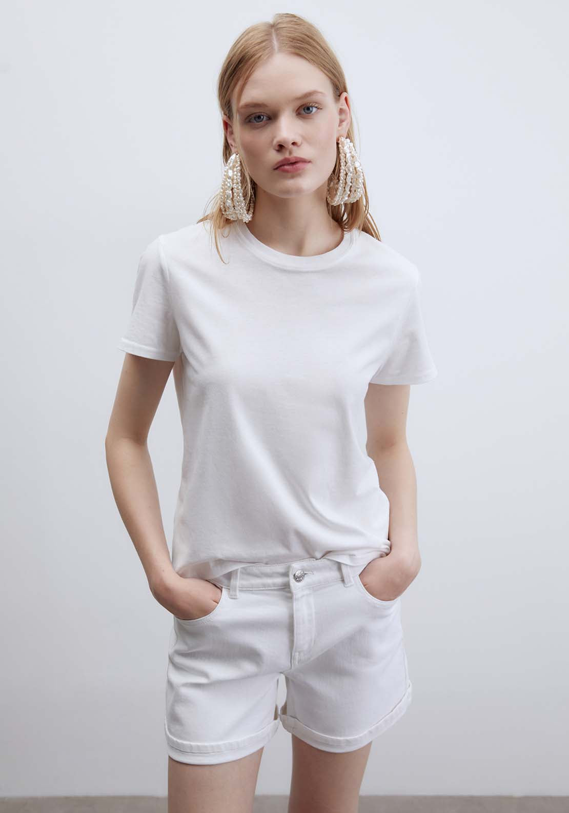 Denim Bermuda Shorts - White