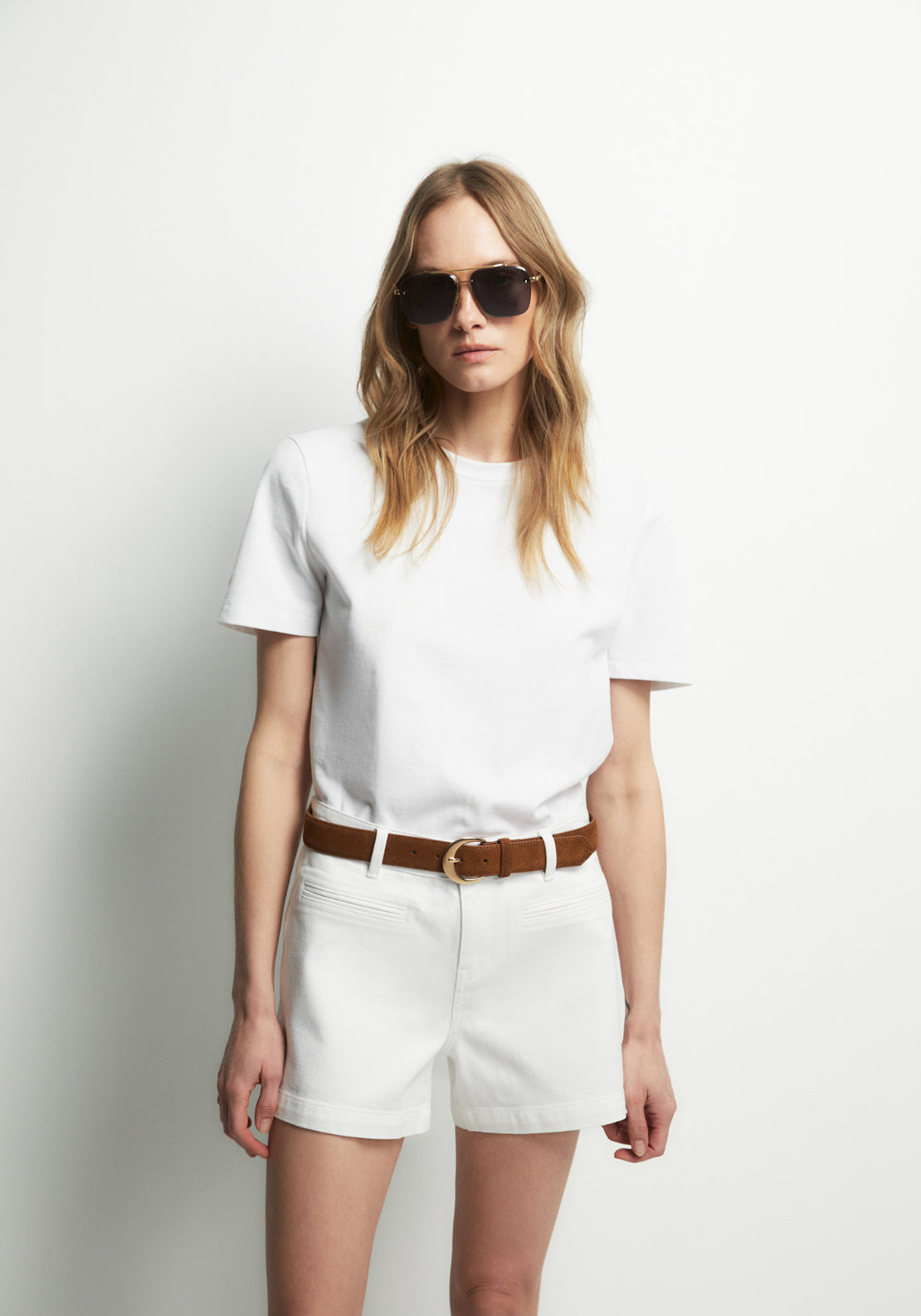Denim Bermuda Shots - White
