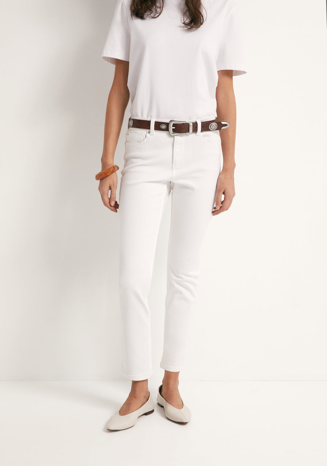 Sfera Mid Rise Cigarette Jeans - White 1 Shaws Department Stores