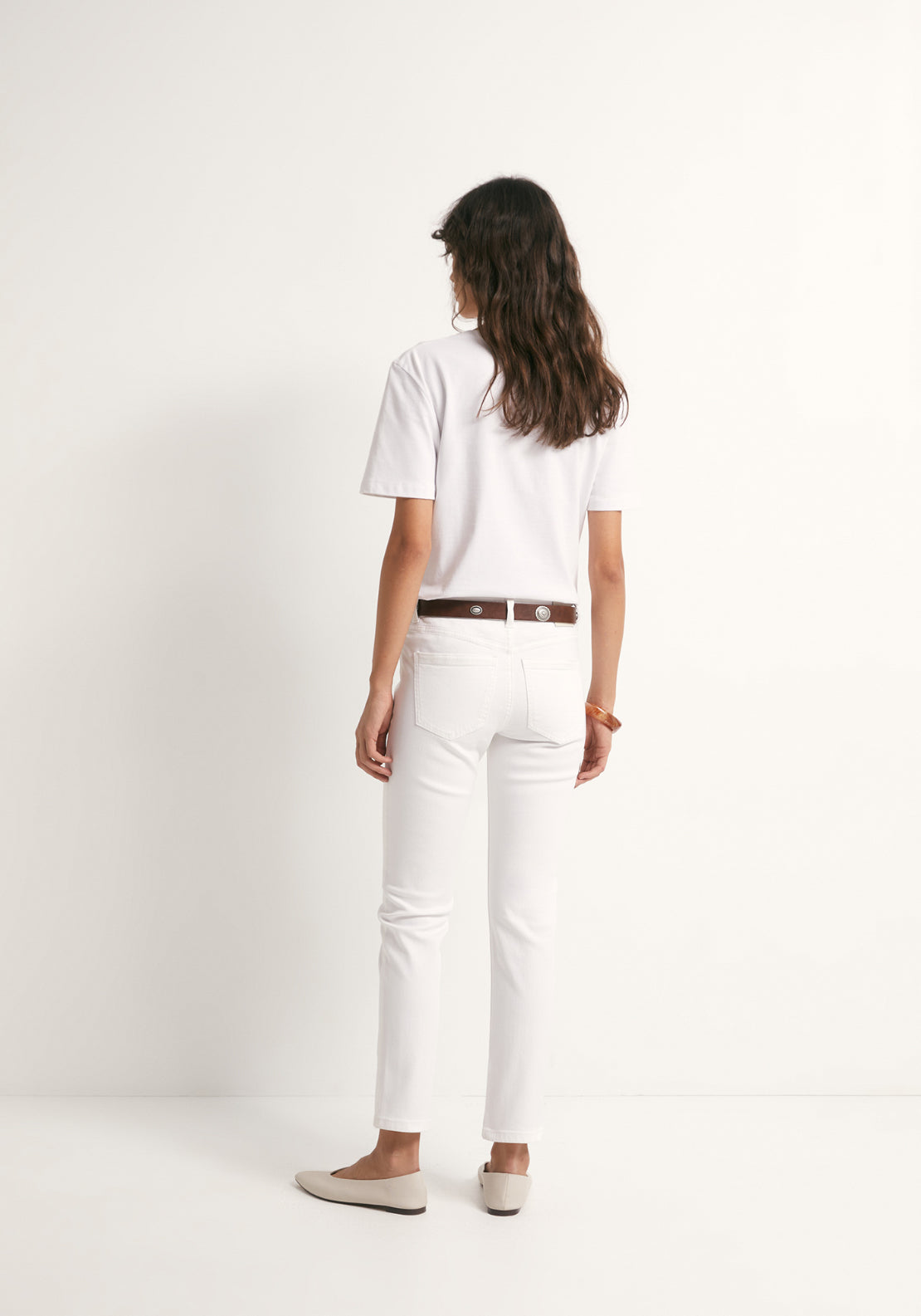 Mid Rise Cigarette Jeans - White