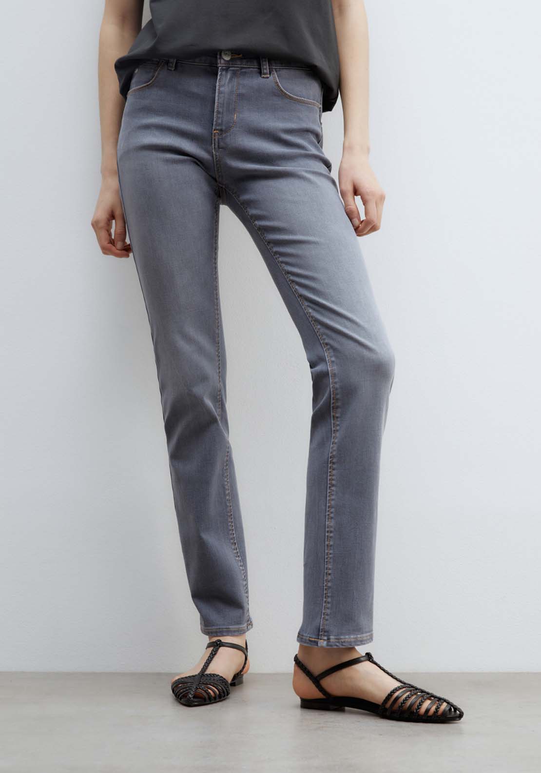 Sfera Basic straight-leg jeans - Medium Grey 1 Shaws Department Stores