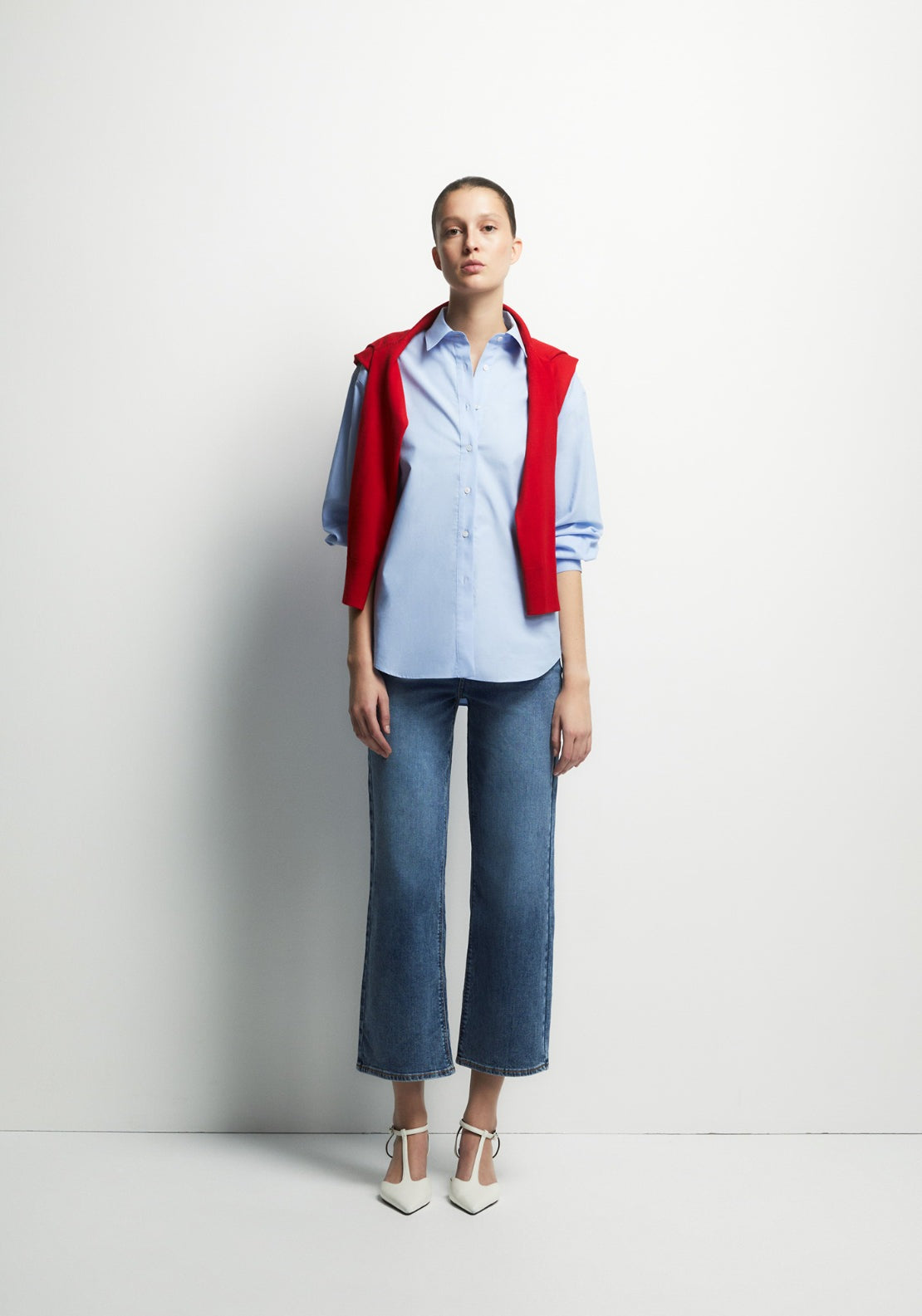 Wide Leg Ankle Jeans - Denim