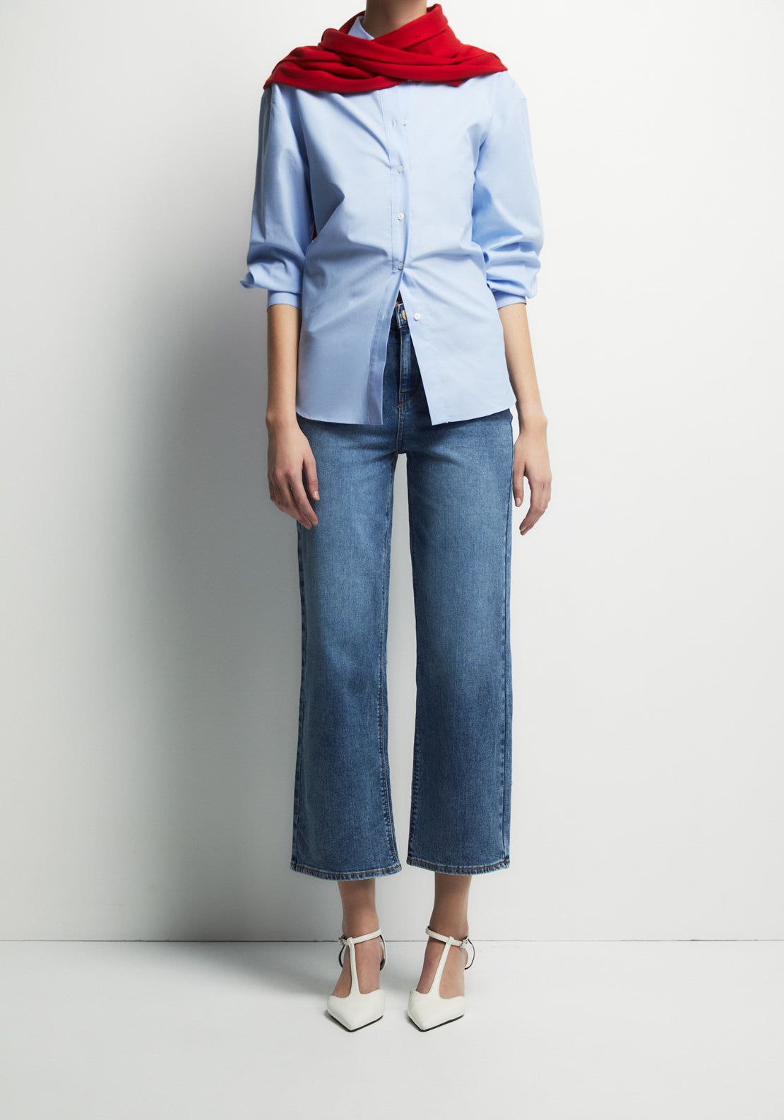 Wide Leg Ankle Jeans - Denim