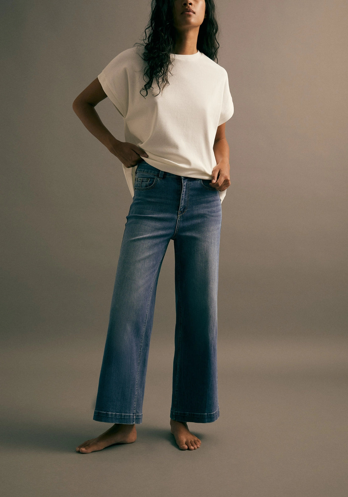 High Rise Culotte Jeans - Denim