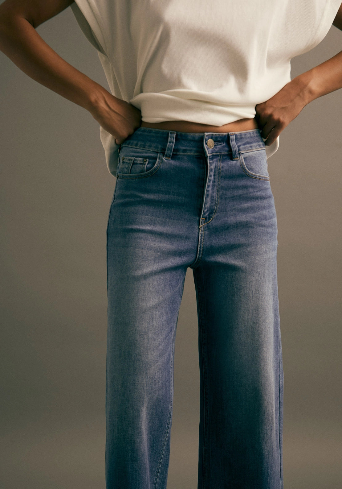 High Rise Culotte Jeans - Denim