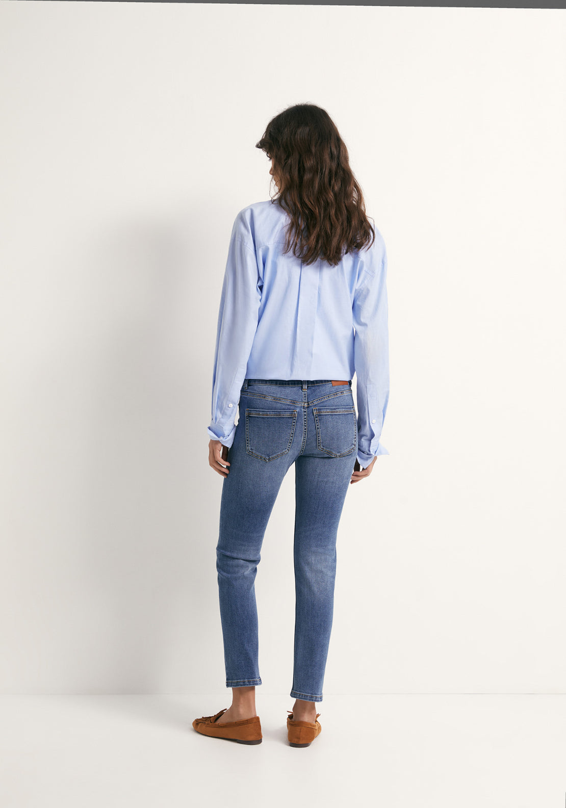 Mid Rise Cigarette Jeans - Denim