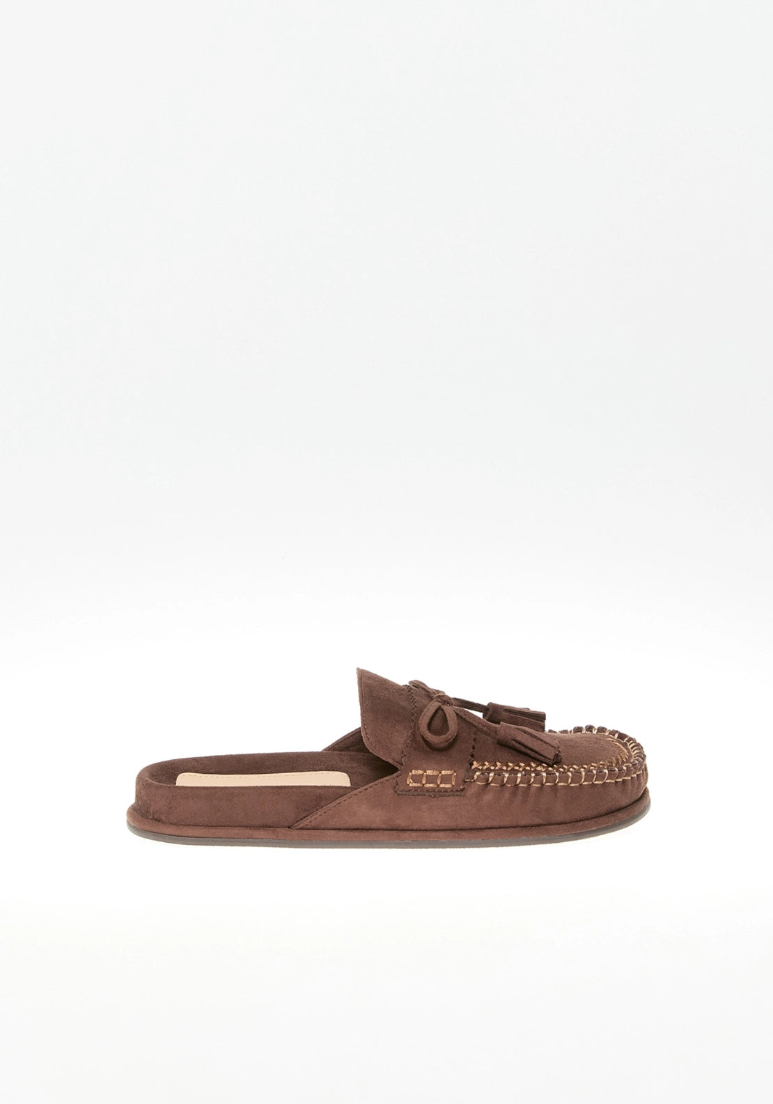 Slip On Loafers With Contrast Stitching - Brown