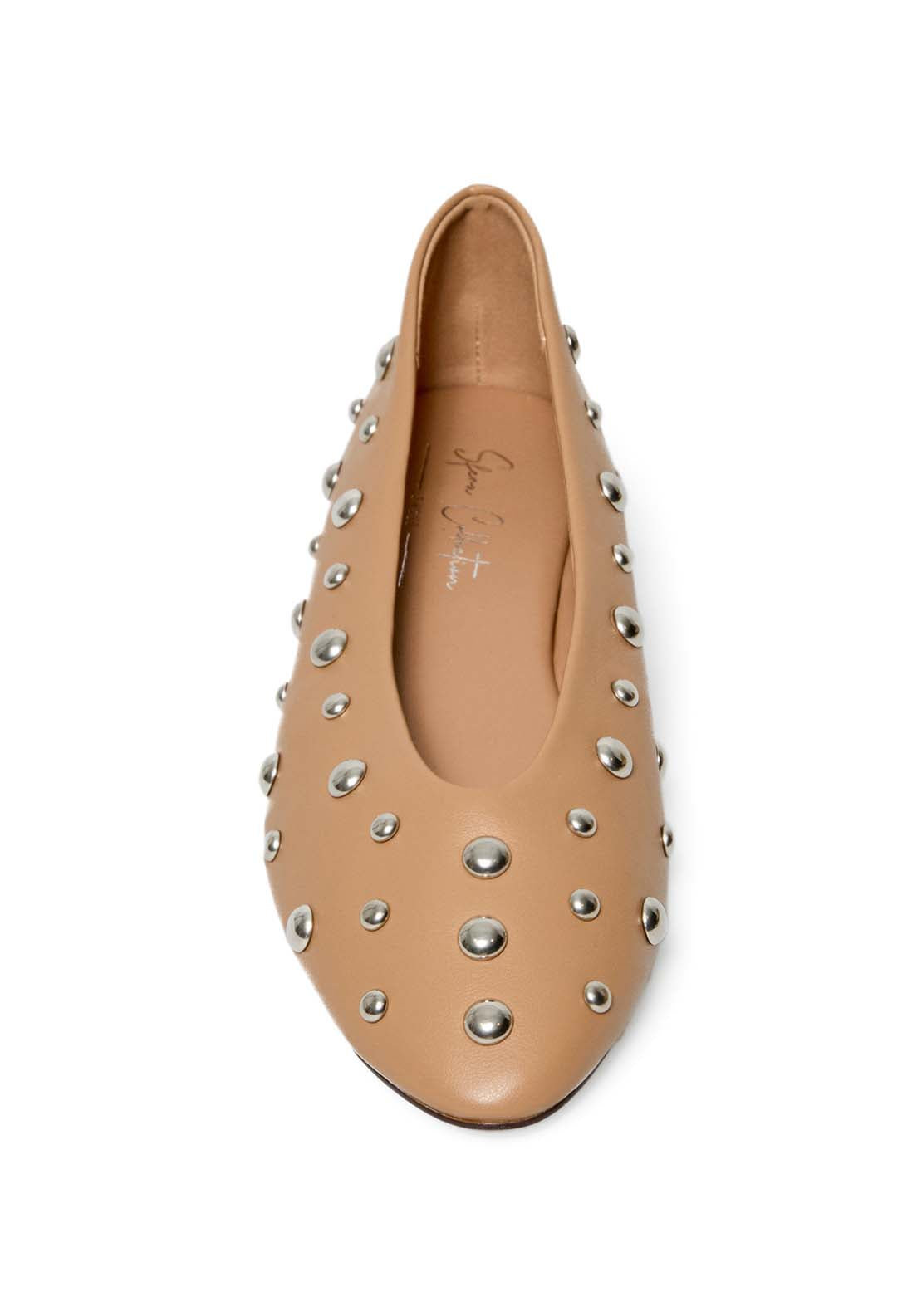 Macro Stud Ballet Flats - Nude