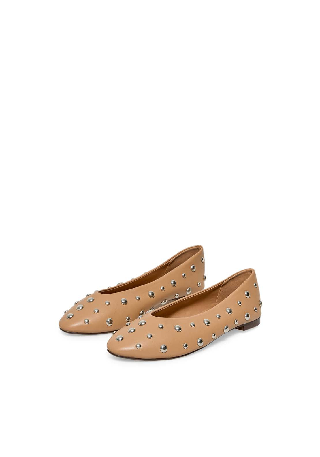 Macro Stud Ballet Flats - Nude