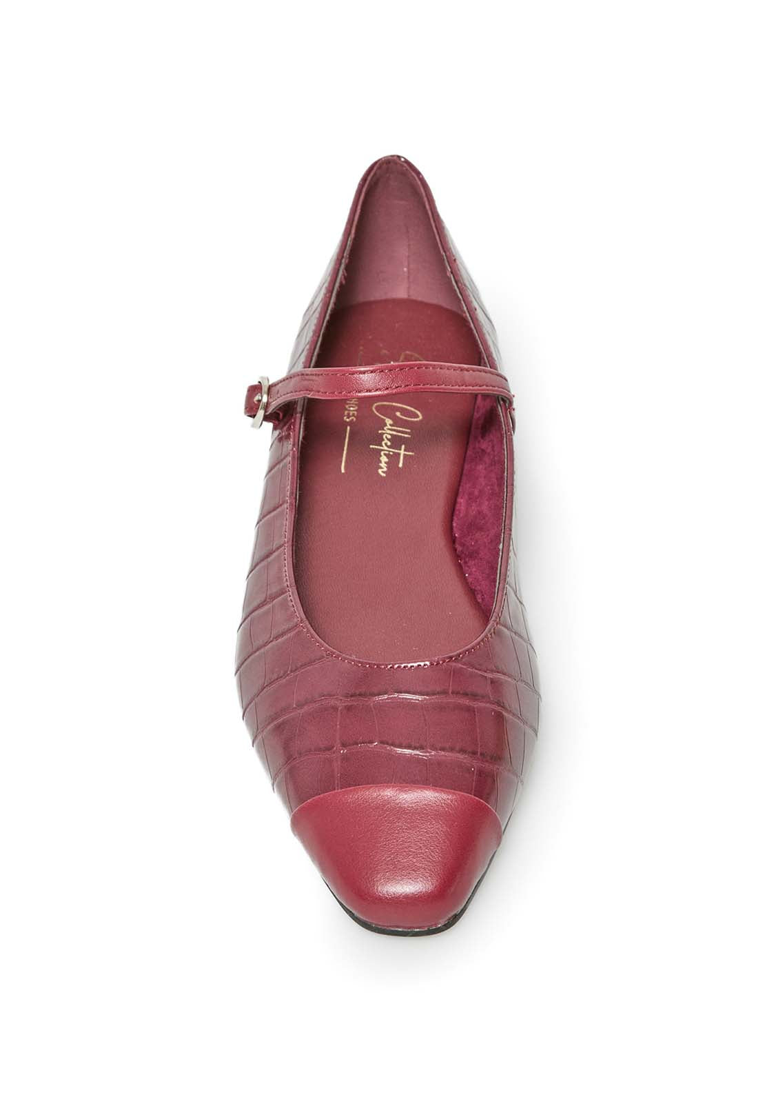 Crocodile Pattern Mary Janes - Wine