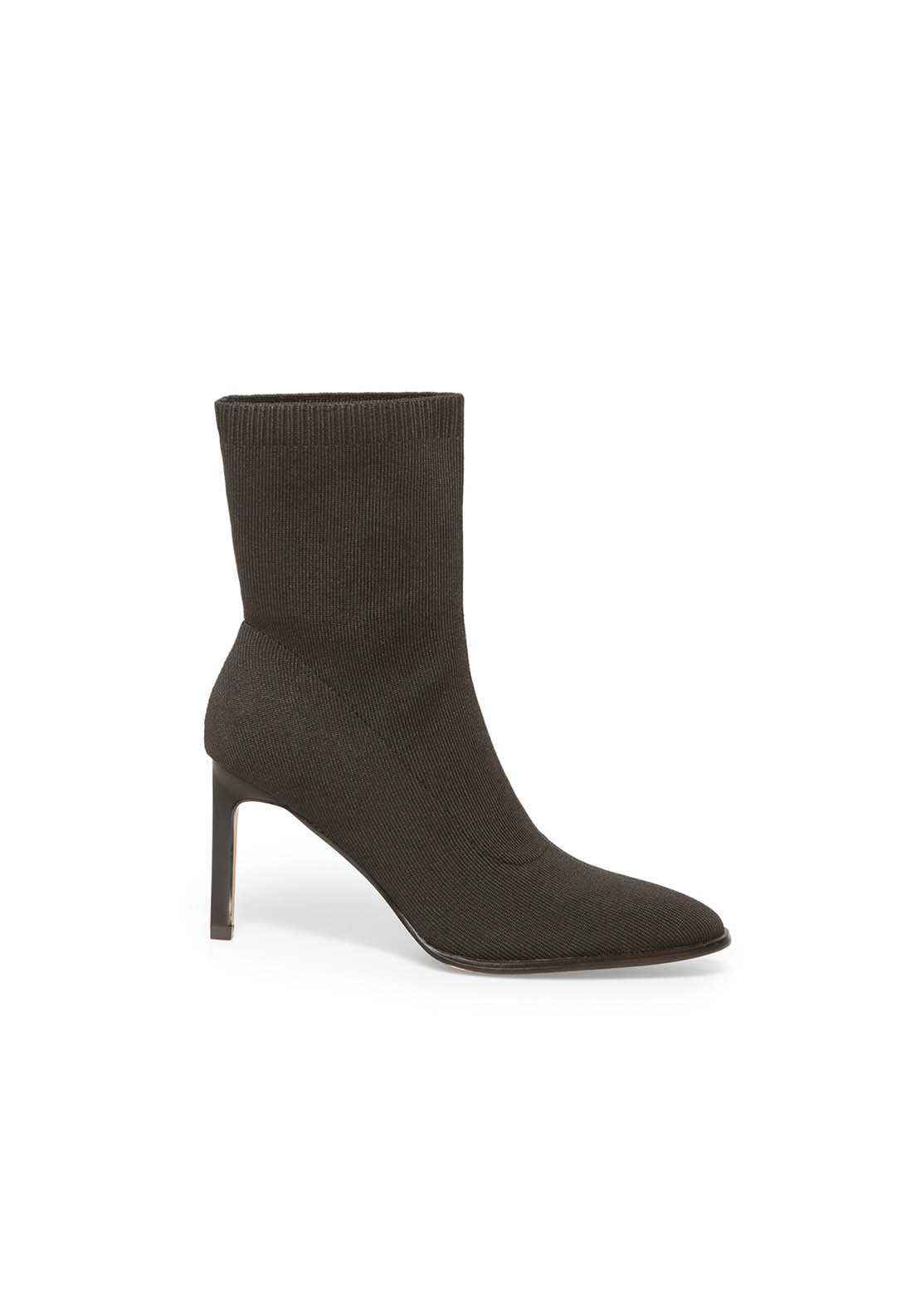 Sock-Style Heel Boots - Black