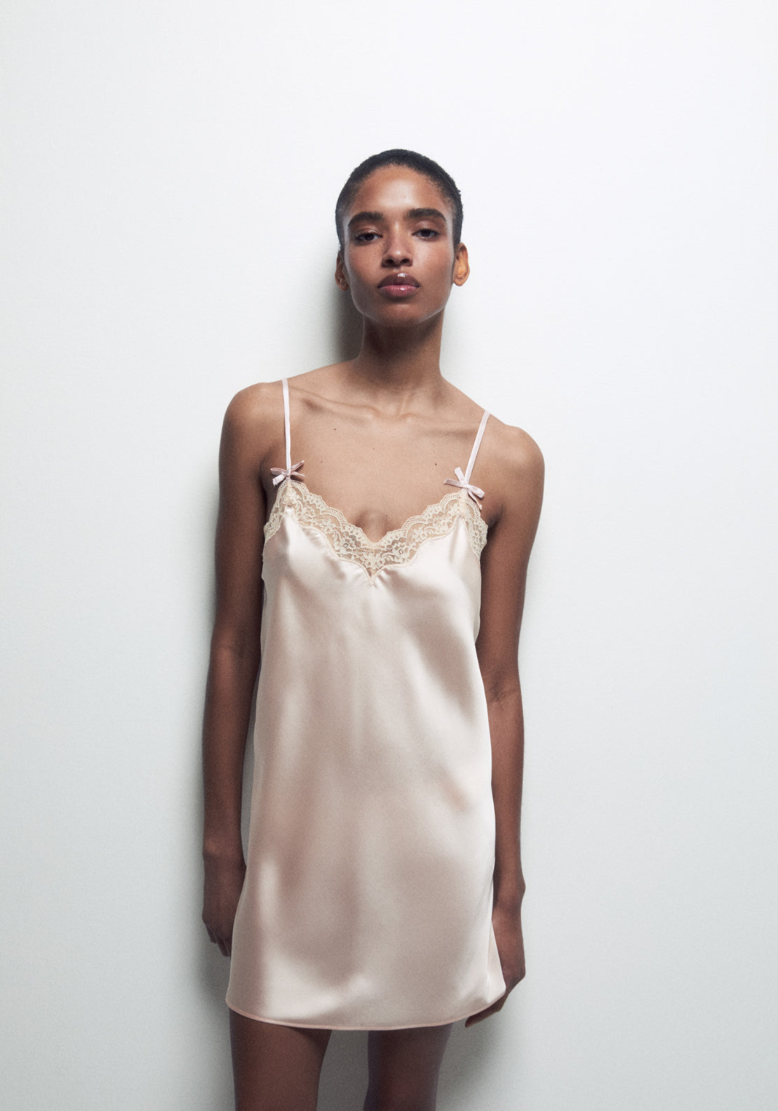 Satin Strap Nightdress - Pink Pale