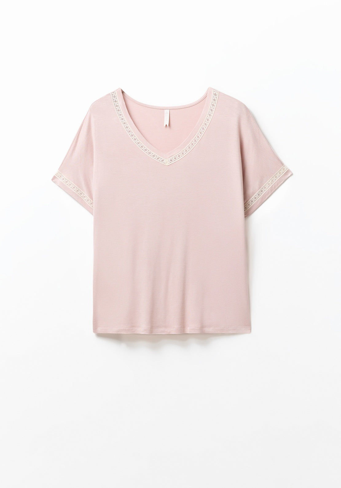 Sfera Lace detail T-shirt - Pink Light 5 Shaws Department Stores