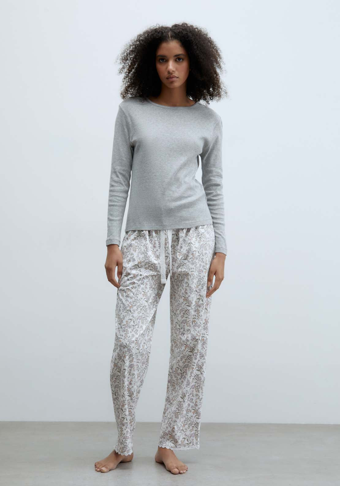 Sfera Plain Open-Knit Top - Grey 1 Shaws Department Stores