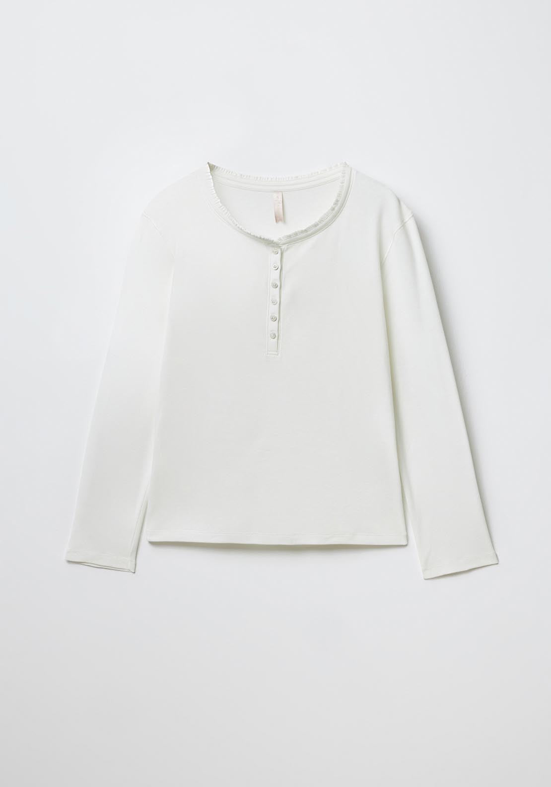 Sfera Plain ribbed long-sleeved T-shirt - White 7 Shaws Department Stores