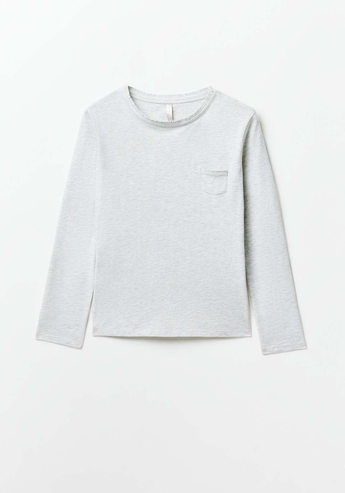 Sfera Pocket Plain Long-Sleeved T-Shirt - Grey 3 Shaws Department Stores