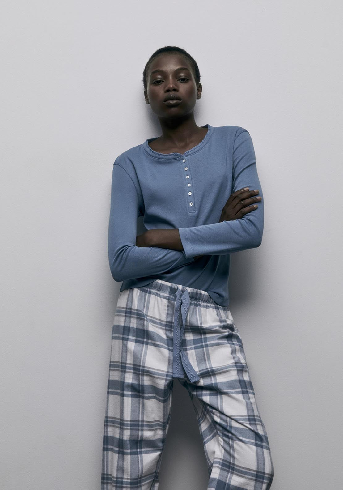 Ribbed Pyjama Top - Blue