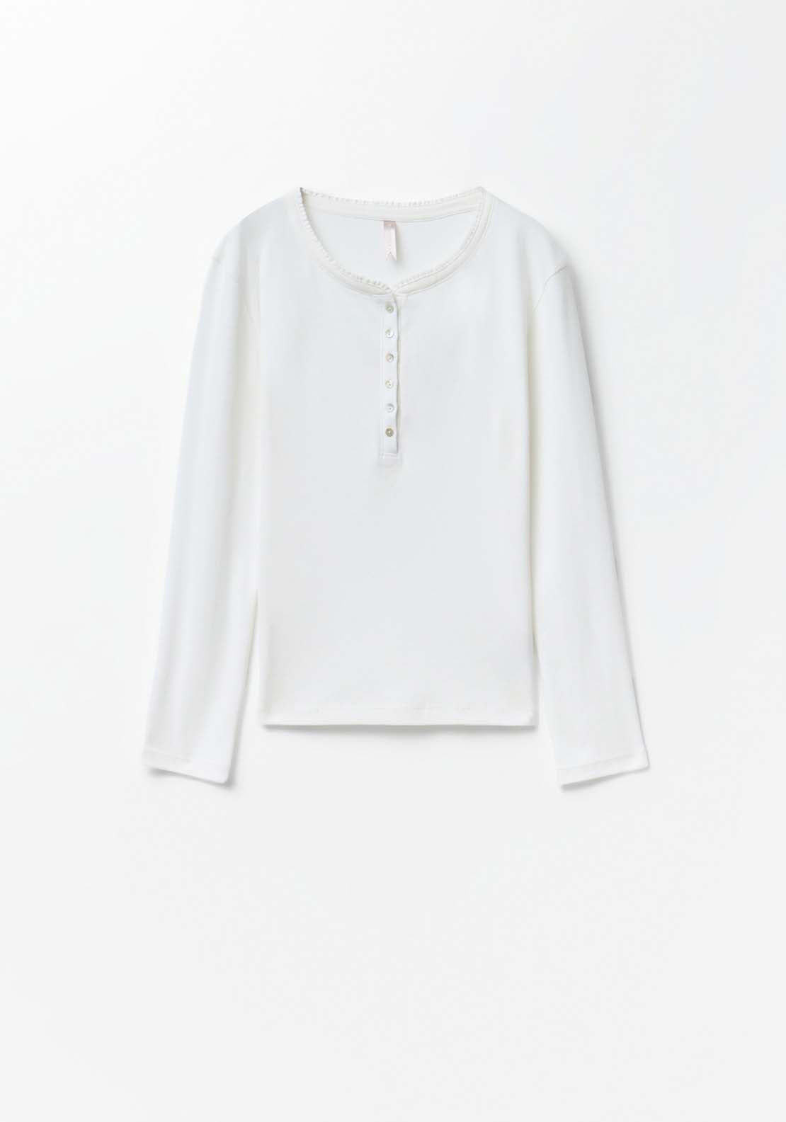 Ribbed Pyjama Top - White
