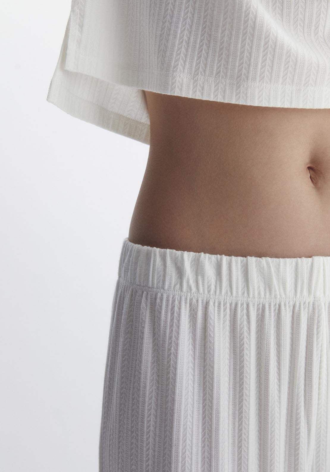 Sfera Textured Pyjama Bottom - White 3 Shaws Department Stores