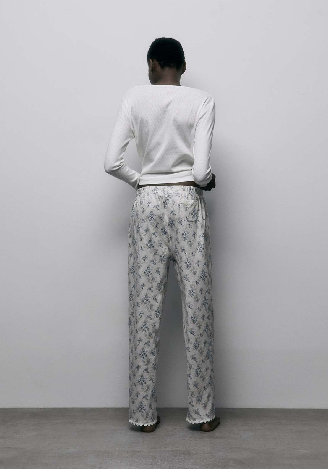Floral Pyjama Bottoms - Blue