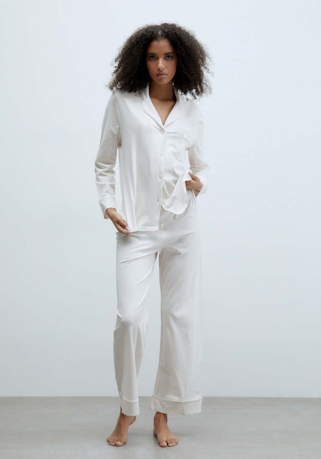 Sfera Buttons Striped Pyjamas - Pink Light 1 Shaws Department Stores