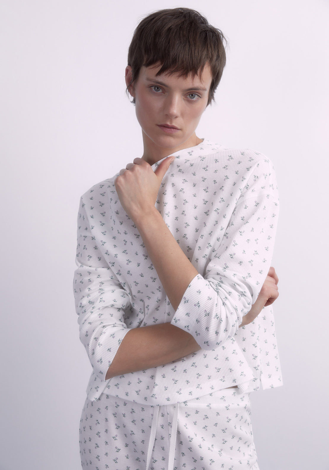 Sfera Floral waffle-weave pyjama set - Lilac 2 Shaws Department Stores
