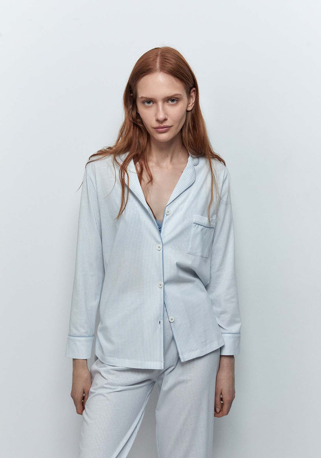 Plain Contrast Pyjamas - Blue