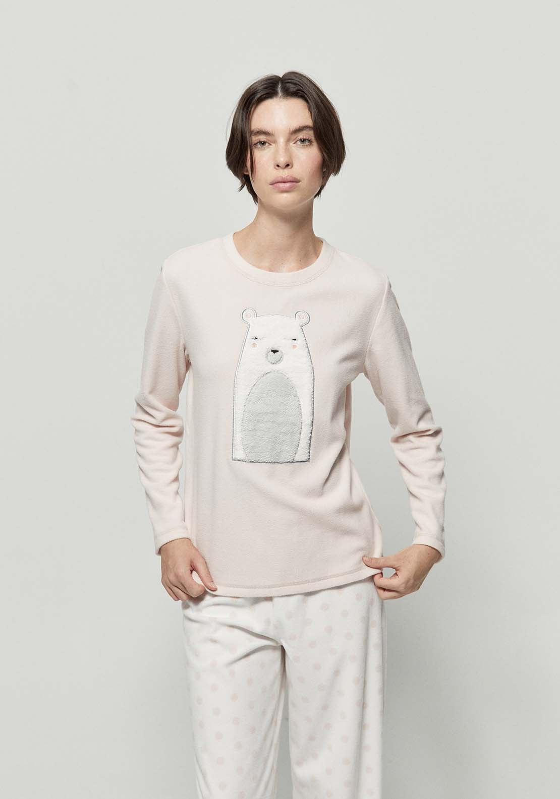 Bear Fleece Pyjamas - Salmon