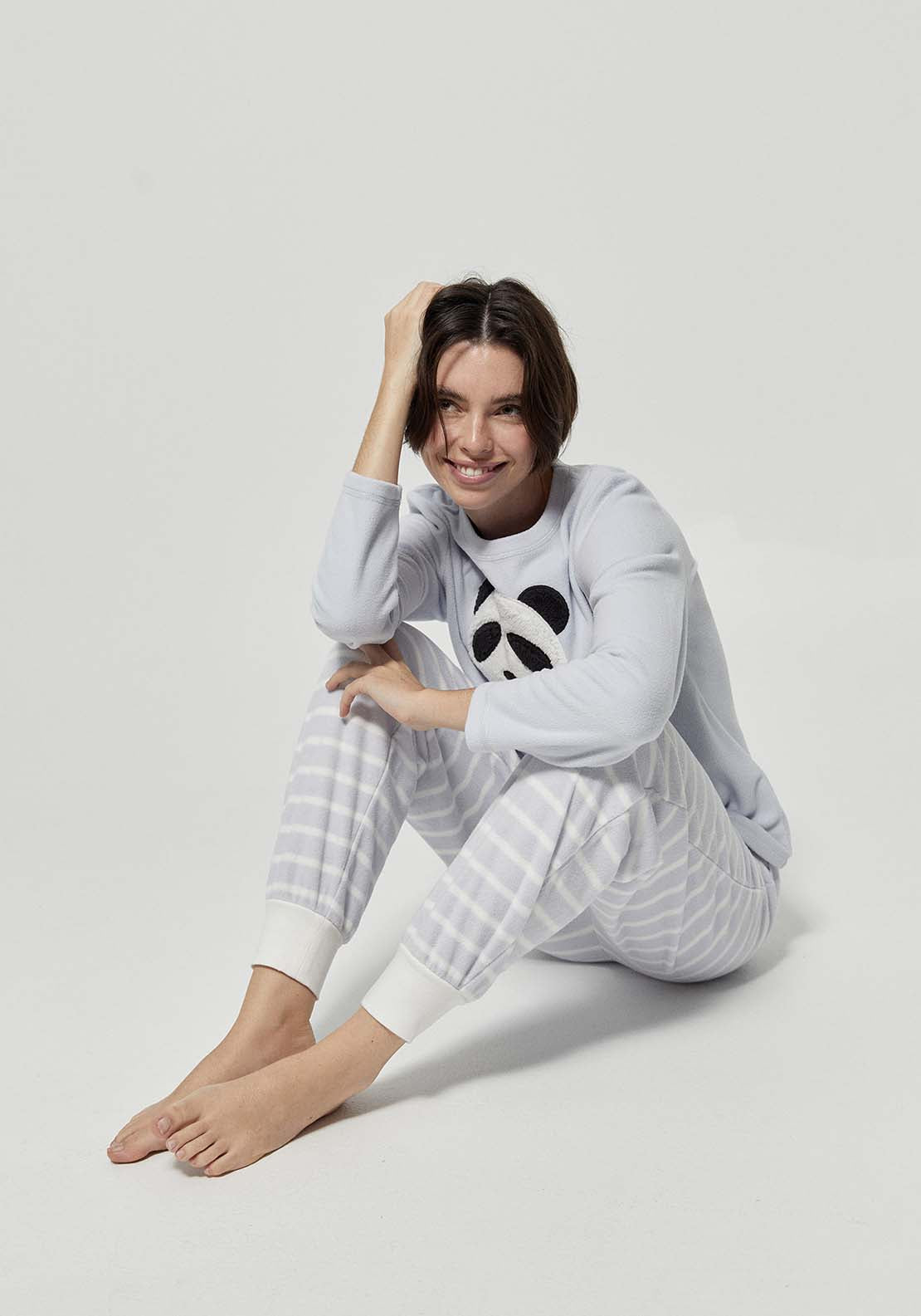 Panda Fleece Pyjamas - Blue