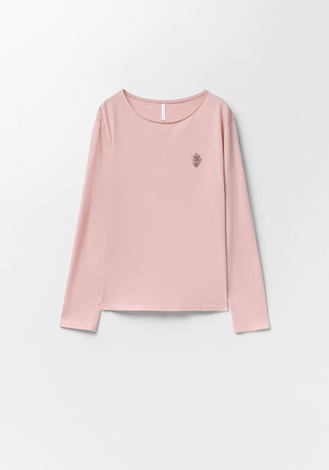 100% Cotton Long Round-Neck Pyjama Set - Pink